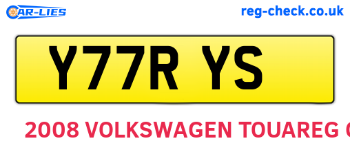 Y77RYS are the vehicle registration plates.