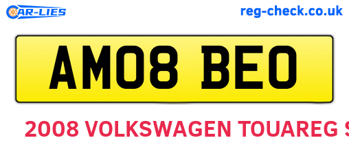 AM08BEO are the vehicle registration plates.