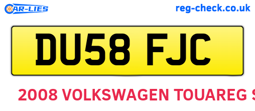 DU58FJC are the vehicle registration plates.