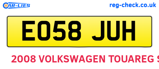 EO58JUH are the vehicle registration plates.