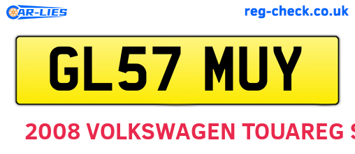 GL57MUY are the vehicle registration plates.