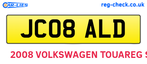 JC08ALD are the vehicle registration plates.