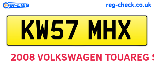 KW57MHX are the vehicle registration plates.