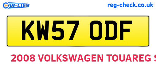 KW57ODF are the vehicle registration plates.