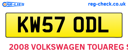 KW57ODL are the vehicle registration plates.