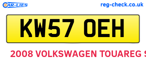 KW57OEH are the vehicle registration plates.