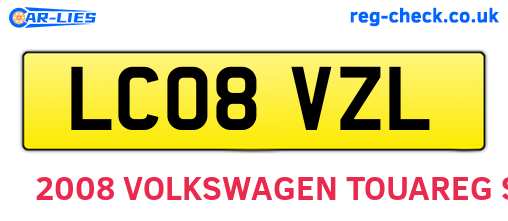 LC08VZL are the vehicle registration plates.