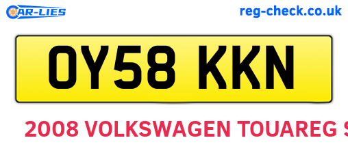 OY58KKN are the vehicle registration plates.