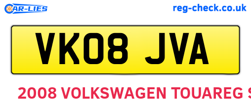 VK08JVA are the vehicle registration plates.