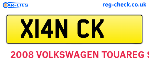 X14NCK are the vehicle registration plates.