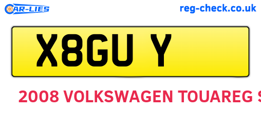 X8GUY are the vehicle registration plates.