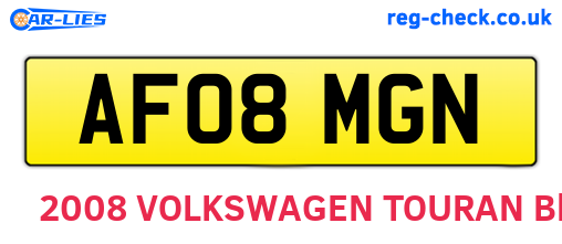 AF08MGN are the vehicle registration plates.