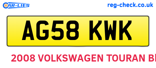 AG58KWK are the vehicle registration plates.