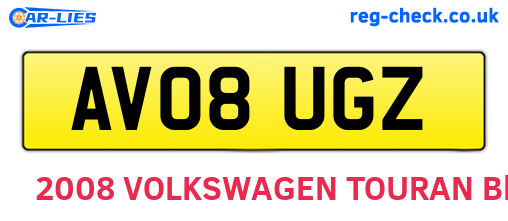 AV08UGZ are the vehicle registration plates.