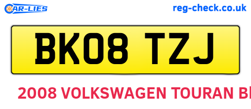 BK08TZJ are the vehicle registration plates.