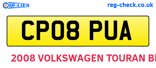CP08PUA are the vehicle registration plates.