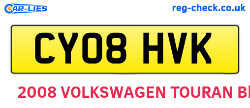 CY08HVK are the vehicle registration plates.
