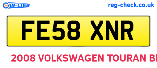 FE58XNR are the vehicle registration plates.