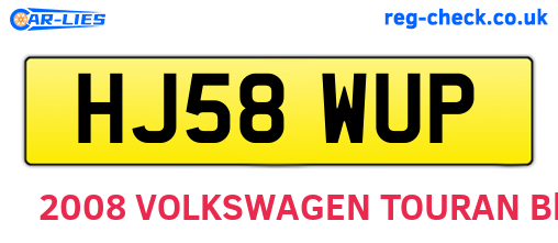 HJ58WUP are the vehicle registration plates.