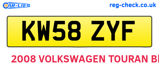KW58ZYF are the vehicle registration plates.