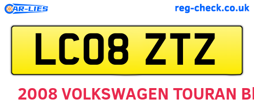 LC08ZTZ are the vehicle registration plates.