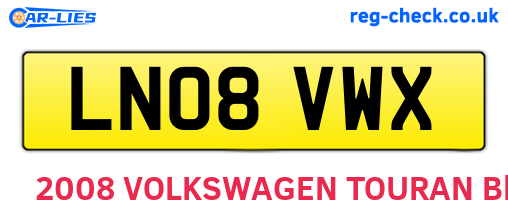 LN08VWX are the vehicle registration plates.