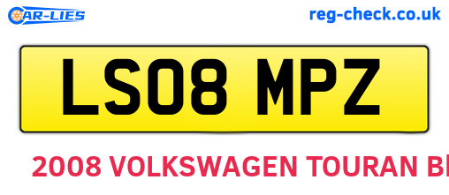 LS08MPZ are the vehicle registration plates.