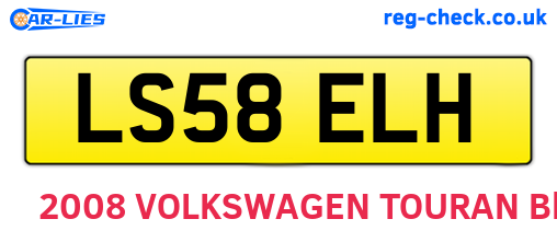 LS58ELH are the vehicle registration plates.