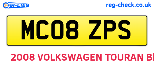 MC08ZPS are the vehicle registration plates.