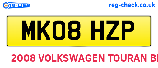 MK08HZP are the vehicle registration plates.