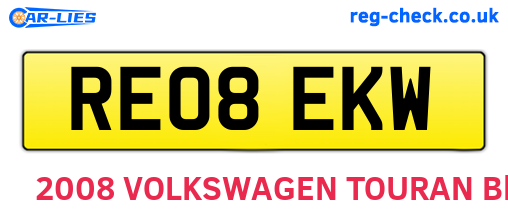 RE08EKW are the vehicle registration plates.