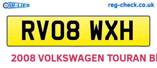 RV08WXH are the vehicle registration plates.
