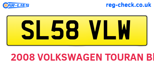 SL58VLW are the vehicle registration plates.
