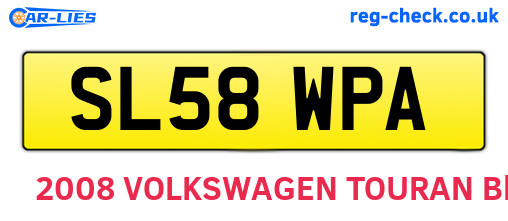 SL58WPA are the vehicle registration plates.