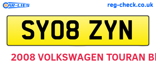 SY08ZYN are the vehicle registration plates.