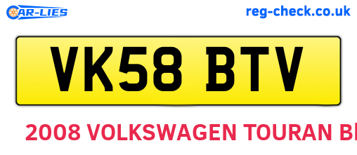 VK58BTV are the vehicle registration plates.