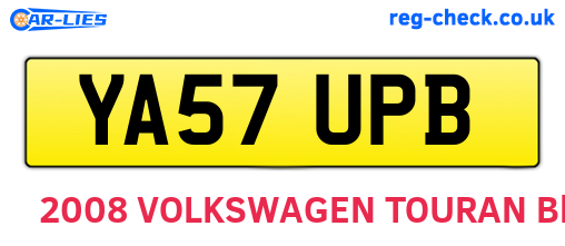 YA57UPB are the vehicle registration plates.
