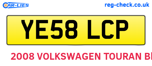 YE58LCP are the vehicle registration plates.