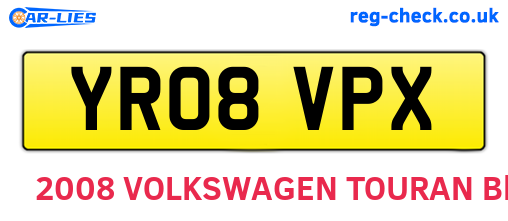 YR08VPX are the vehicle registration plates.