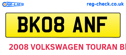 BK08ANF are the vehicle registration plates.