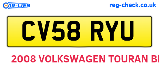 CV58RYU are the vehicle registration plates.