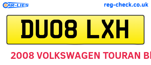 DU08LXH are the vehicle registration plates.