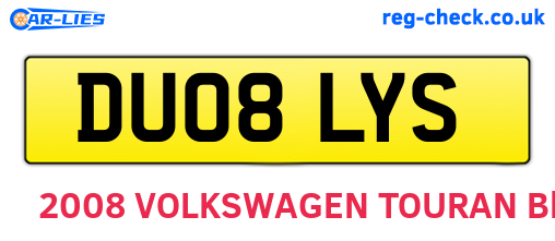 DU08LYS are the vehicle registration plates.