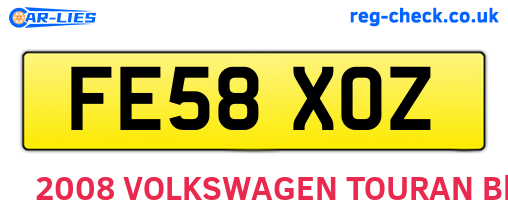 FE58XOZ are the vehicle registration plates.
