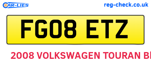 FG08ETZ are the vehicle registration plates.