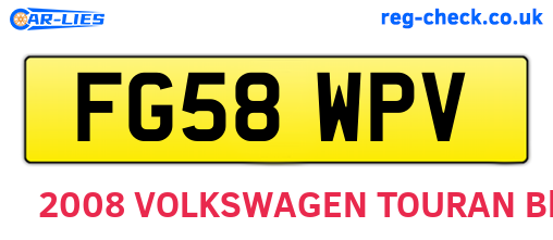 FG58WPV are the vehicle registration plates.