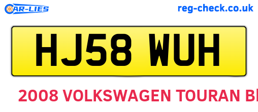 HJ58WUH are the vehicle registration plates.