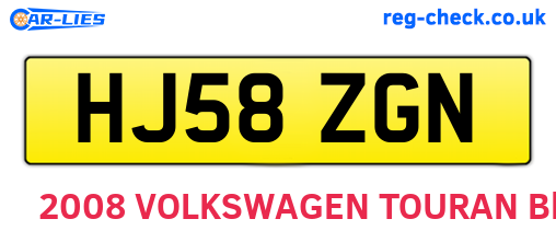 HJ58ZGN are the vehicle registration plates.