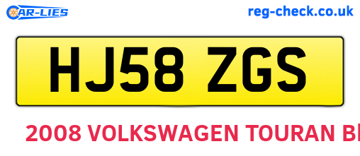 HJ58ZGS are the vehicle registration plates.