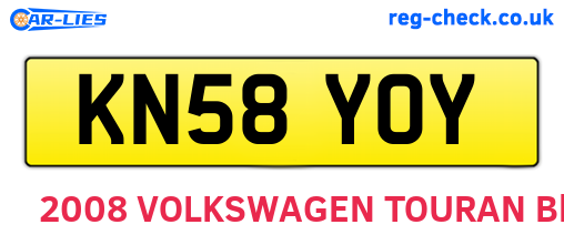 KN58YOY are the vehicle registration plates.